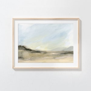 Neutral Landscape Printable Wall Art Abstract Minimal Blue and Brown Landscape Download Print Minimalist Watercolor Home Decor Poster - H4