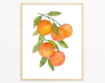 Watercolor Orange Print Fruit kitchen Art Printable Citrus Wall Art instant Download DIY Print House Decor Botanical Vegetable Watercolor