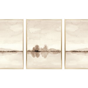 Sepia Landscape Print Set of 3 Minimal Abstract instant Download DIY Printable Wall Art Watercolor Painting - Sepia Brown Home Decor