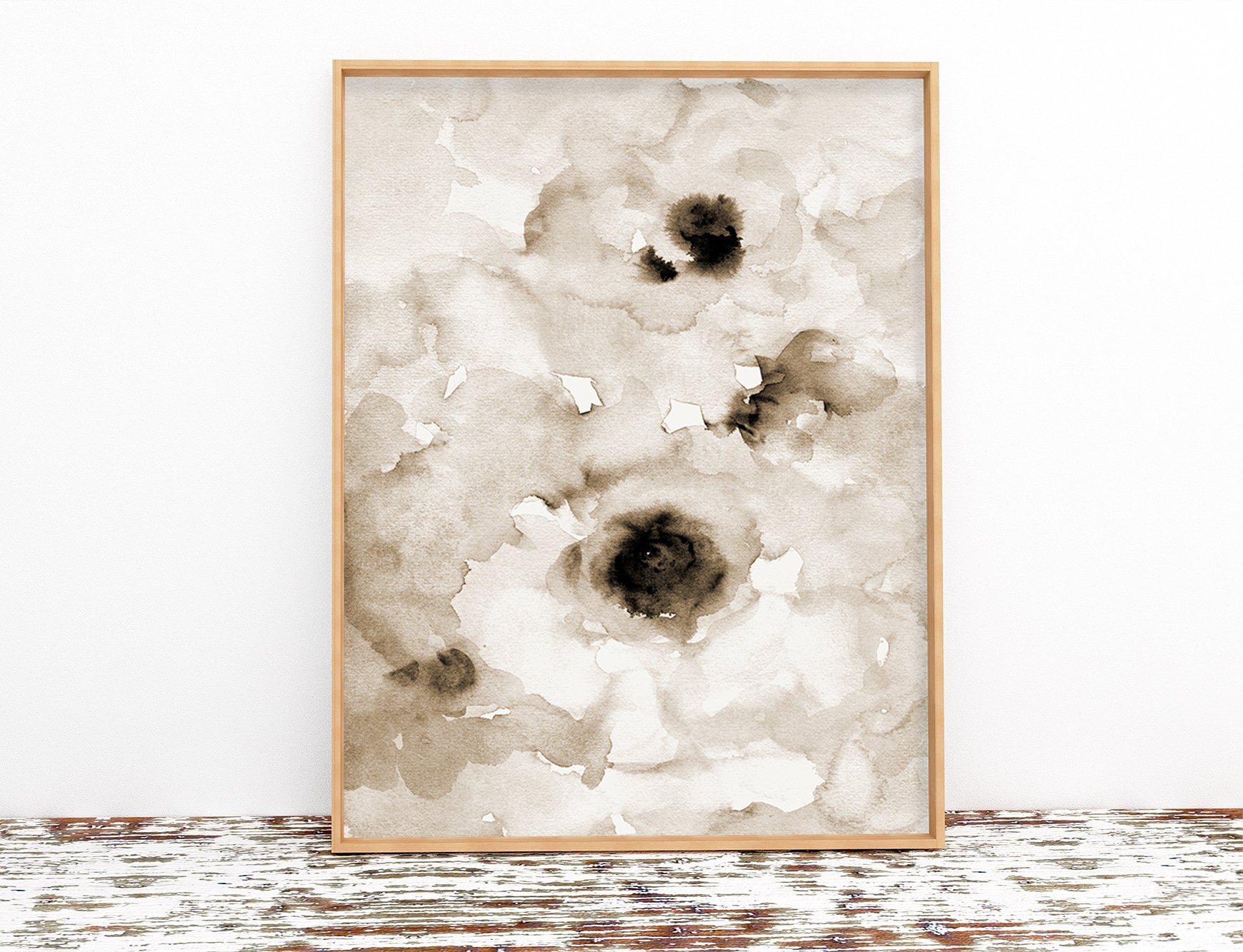 Sepia Abstract Flower Printable Wall Art Instant Download DIY Etsy