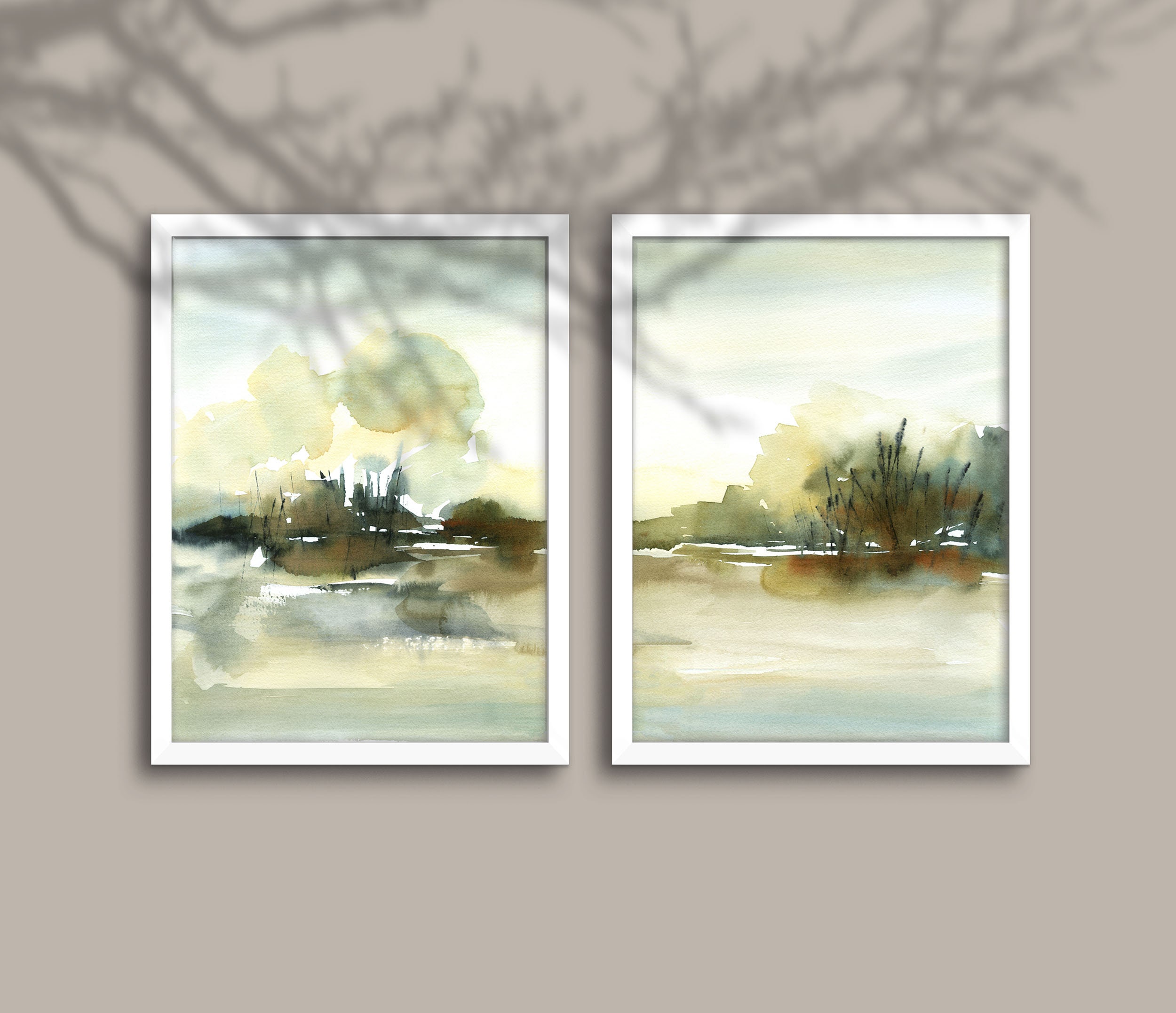 Neutral Landscape Print Set of 2 Printable Wall Art Minimal Etsy