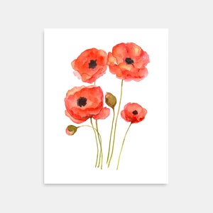 Poppy Flower Print Printable Wall Art Instant Download DIY Print Floral ...