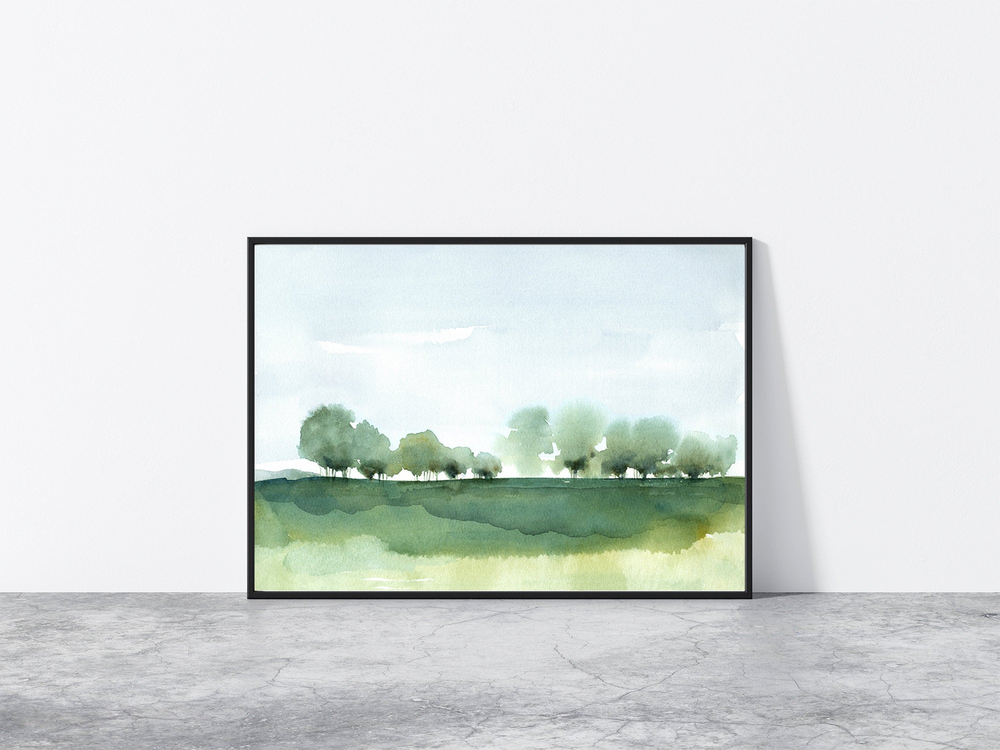 Tree Landscape Print Printable Wall Art Minimal Abstract Etsy