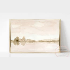 Abstract Landscape in Sepia Brown, Large Landscape Printable Wall Art - Minimalist Landscape Print Watercolor Downloadable Art