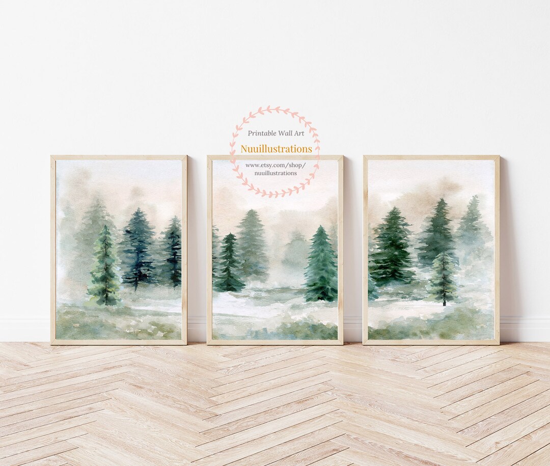 Pine Tree Printable Wall Art Set of 3 Instant Download DIY Print ...