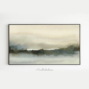 Frame TV Art Abstract Landscape Neutral Gray Brown Watercolor instant Download Samsung TV Wall Art for 16:9 Monitor Screen