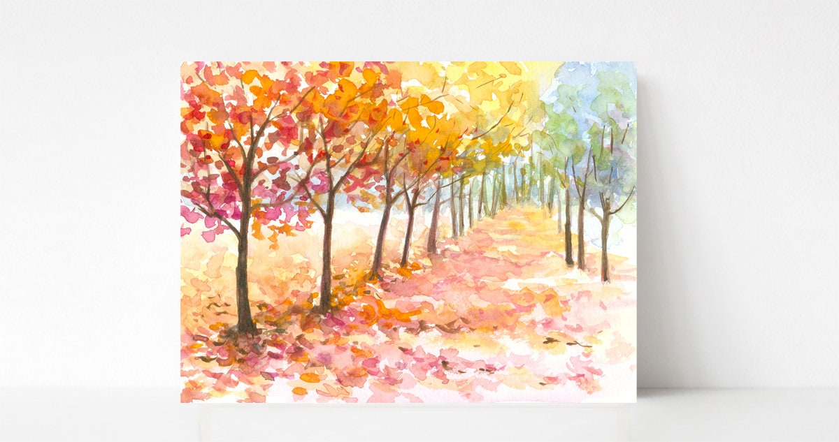 Tree Landscape Print Instant Download Fall Autumn Forest Wood Etsy