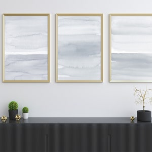 Abstract Soft Blue Print Minimal Watercolor Brush Strokes instant Download DIY Digital Printable Wall Art Patches - Pastel Blue - Set of 3