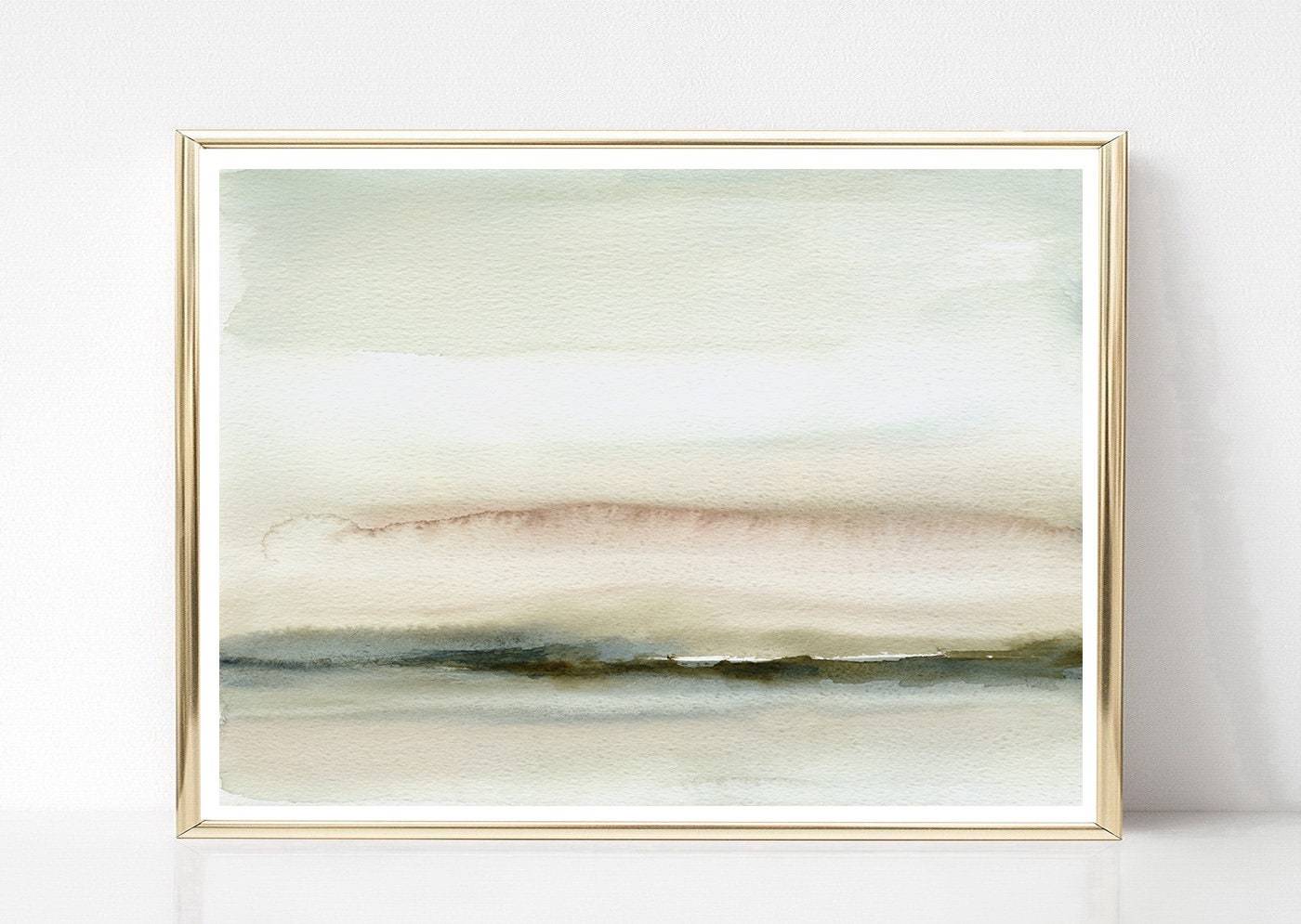 Neutral Abstract Landscape Print Watercolor Printable Wall Art Etsy