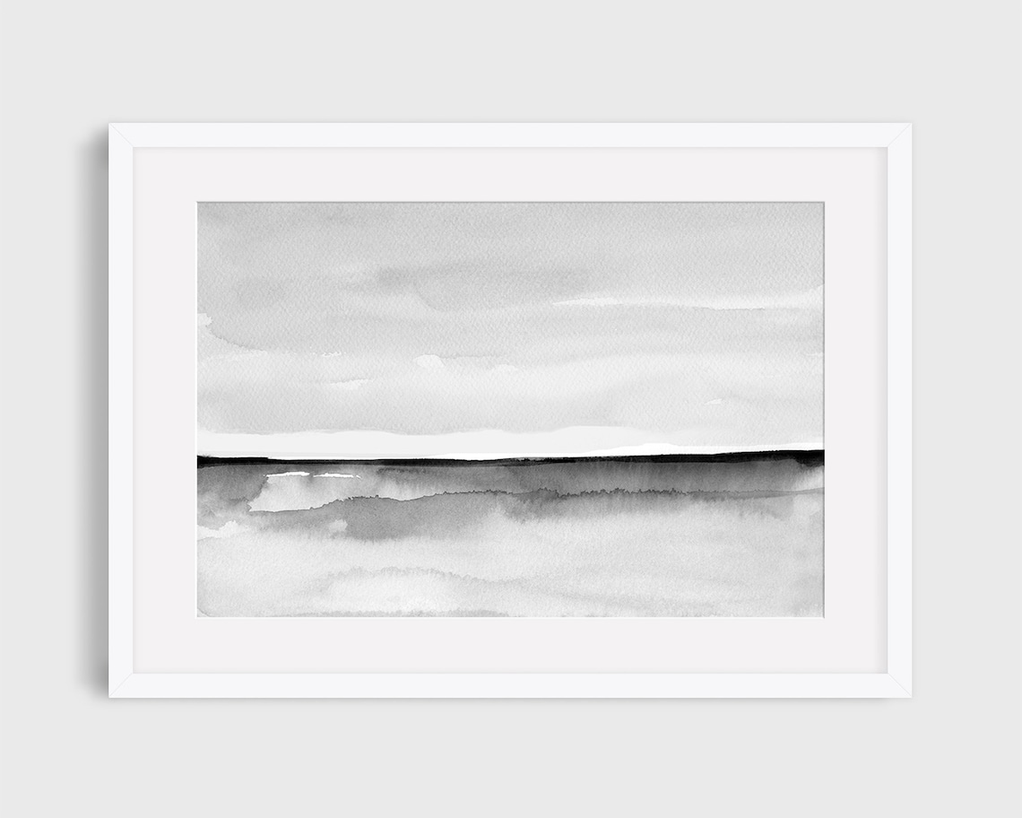Black Gray Landscape Print Printable Wall Art Minimal Abstract - Etsy