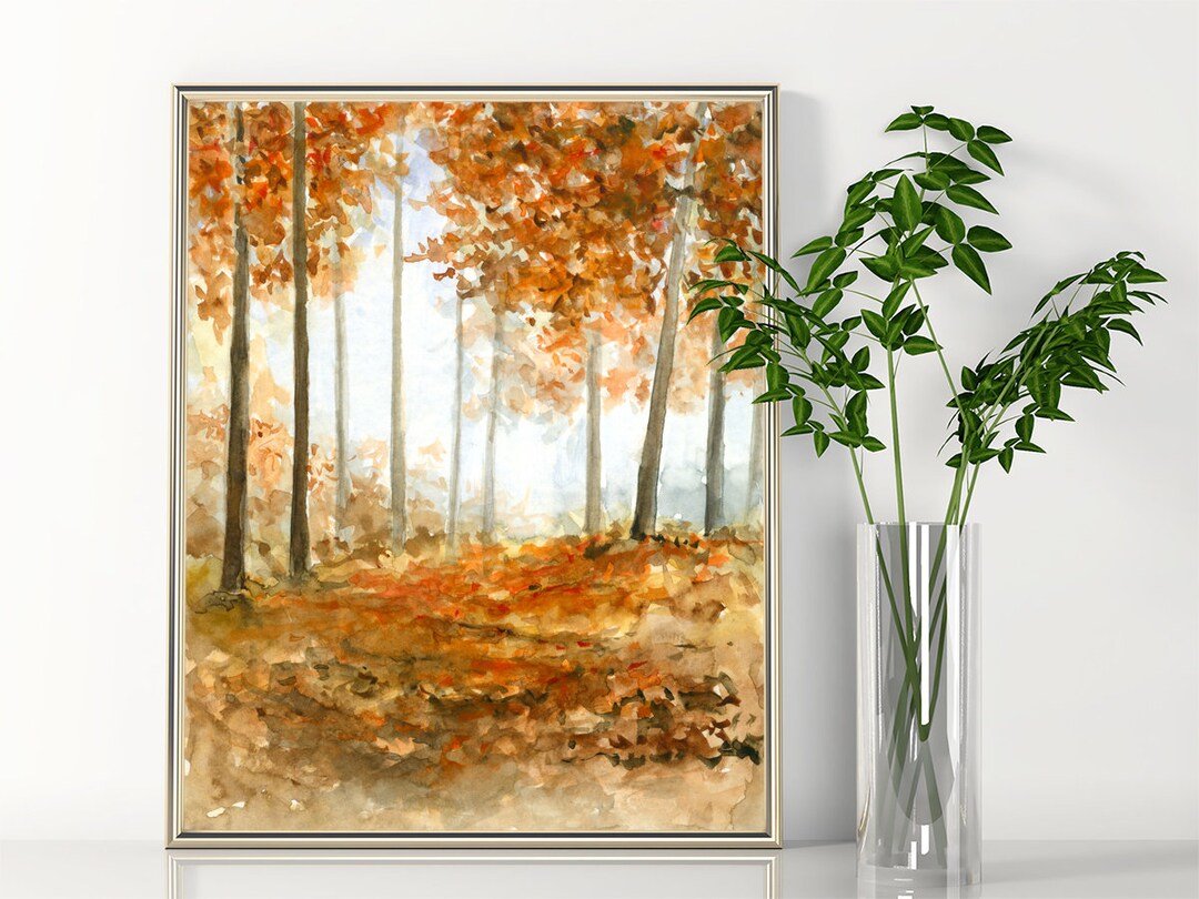 Fall Tree Forest Printable Wall Art Instant Download Autumn Wood ...