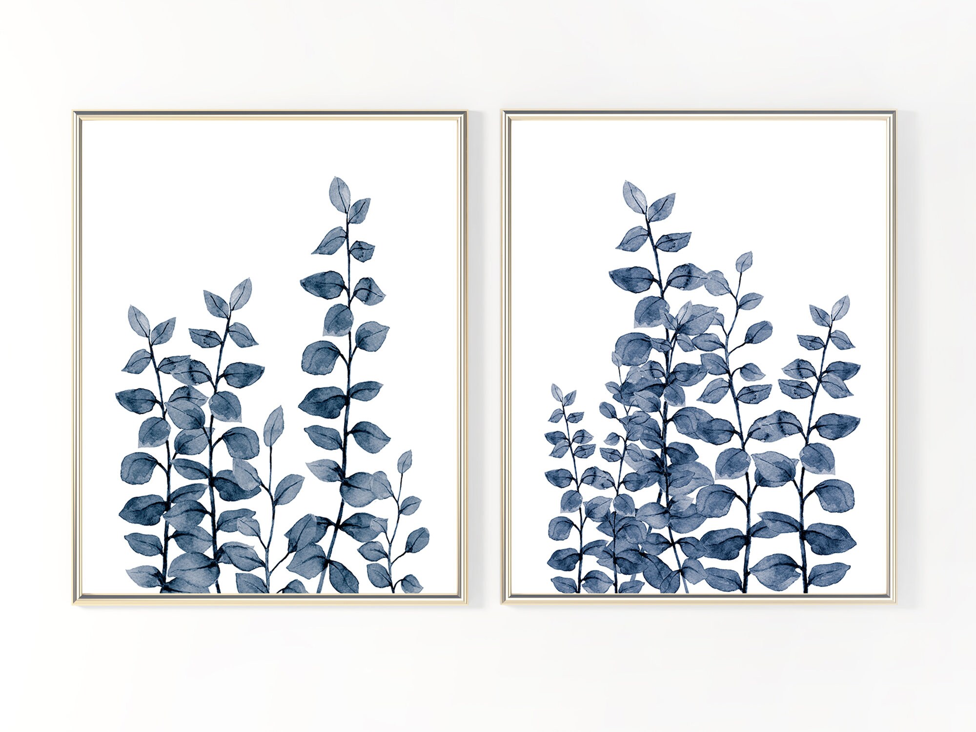 Blue Plant Printable Leaf Botanical Wall Art Print Set Instant - Etsy