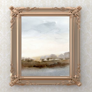 Neutral Watercolor Landscape Wall Art Print Hill Tree Printable Download DIY Print Digital Downloadable File Vertical Poster Gray and Brown