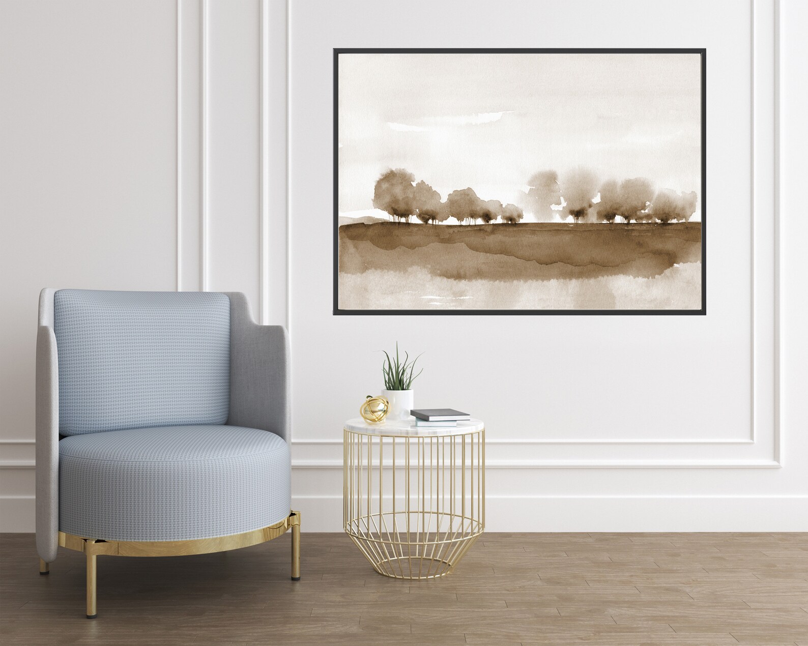 Tree Landscape Print Printable Wall Art Minimal Abstract Etsy