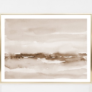 Neutral Landscape Print Printable Wall Art Minimal Abstract instant Download DIY Print Digital Watercolor Painting - Sepia Landscape #2