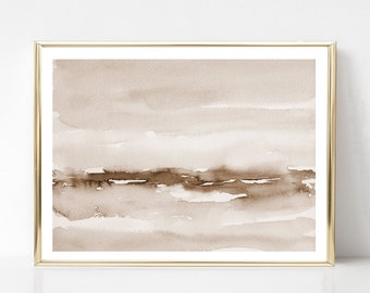 Neutral Landscape Print Printable Wall Art Minimal Abstract instant Download DIY Print Digital Watercolor Painting - Sepia Landscape #2