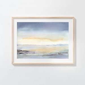 Abstract Landscape Printable Sunrise Ocean Print Sea Beach Wall Art instant Download Print Watercolor Blue Yellow Sunset Sea