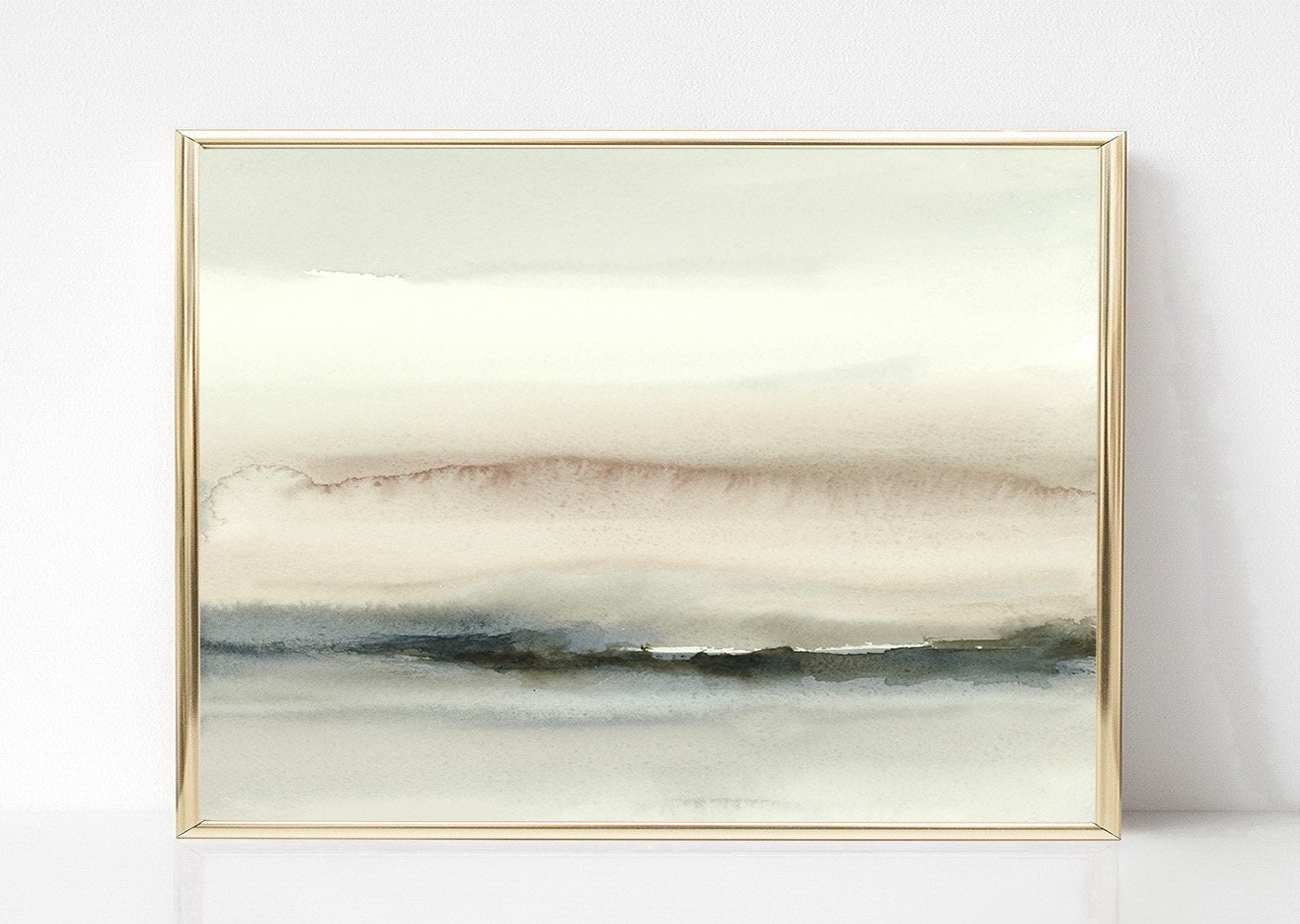 Neutral Abstract Landscape Print Watercolor Printable Wall Art Etsy