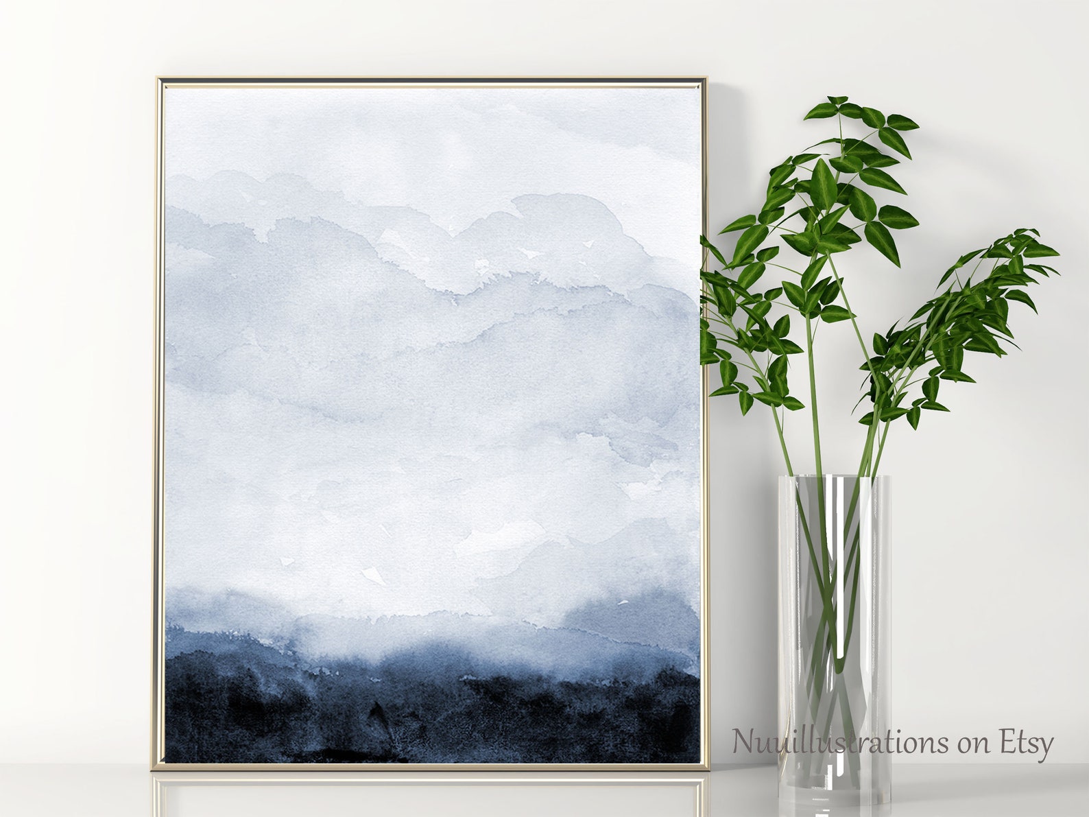 Blue Landscape Wall Art Print Minimal Astratto Monotone Etsy Italia