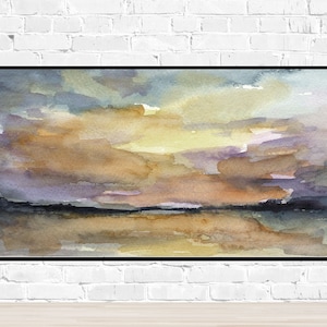 Frame TV Art Sunset Landscape Colorful Watercolor Painting Art instant Download Samsung TV Wall Art Print TV Monitor