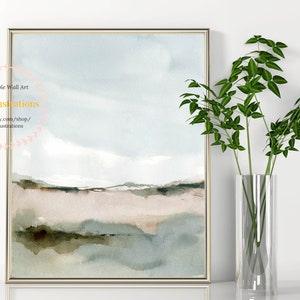 Watercolor Landscape Printable Wall Art Abstract Landscape Download DIY Print Watercolor Painting Digital File Neutral Land and Sky Poster