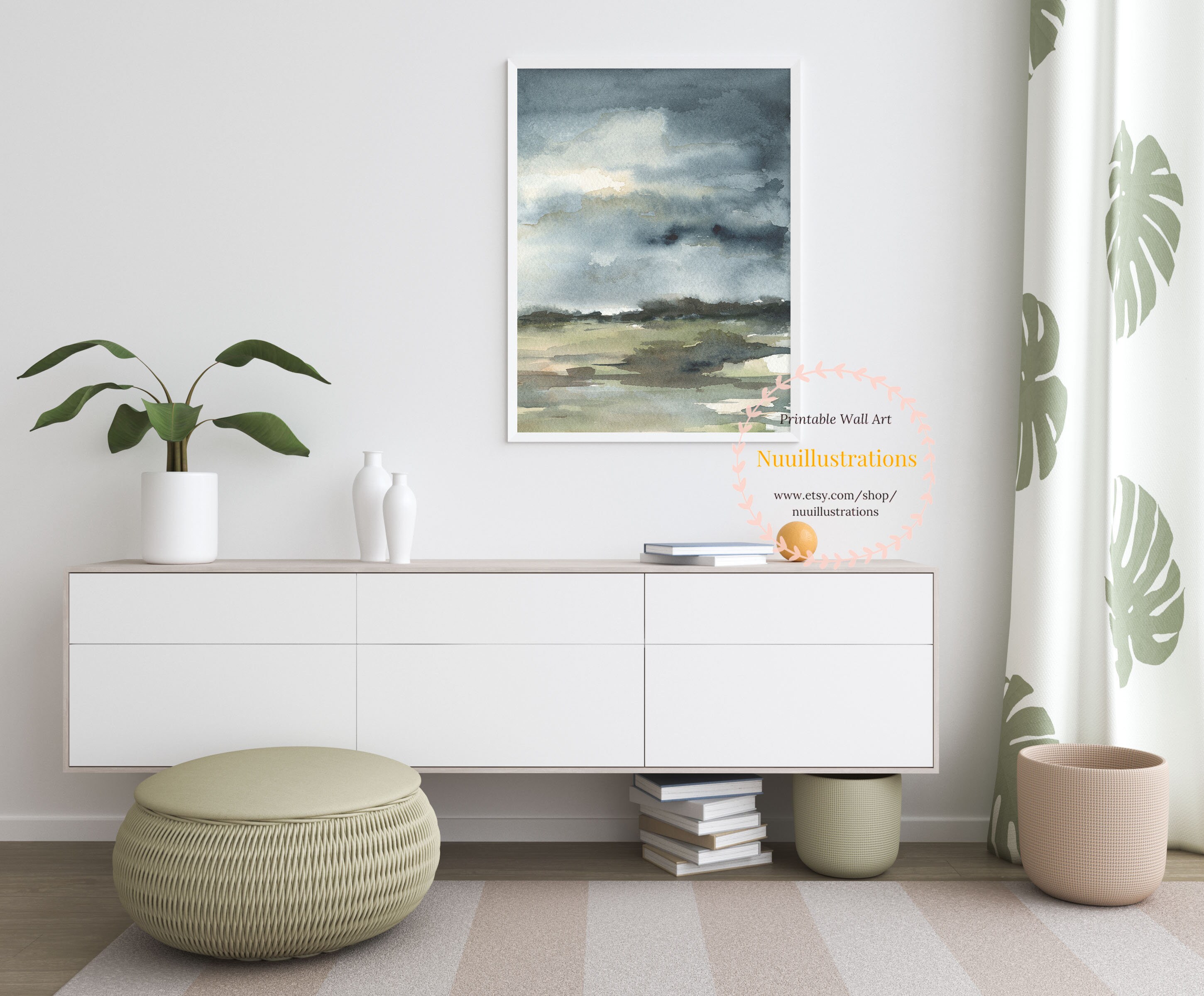 Dark Neutral Landscape Wall Art Printable Abstract Landscape Etsy