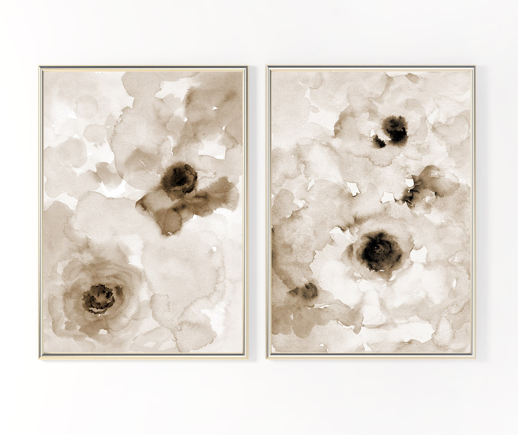 Sepia Abstract Flower Printable Wall Art Set instant Download Etsy