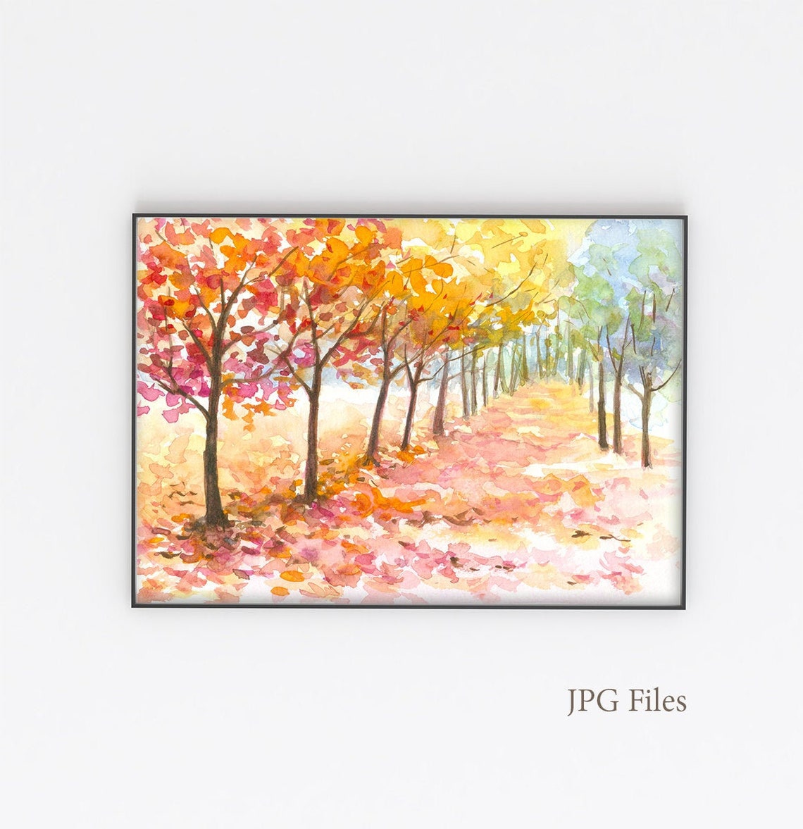 Tree Landscape Print Instant Download Fall Autumn Forest Wood Etsy
