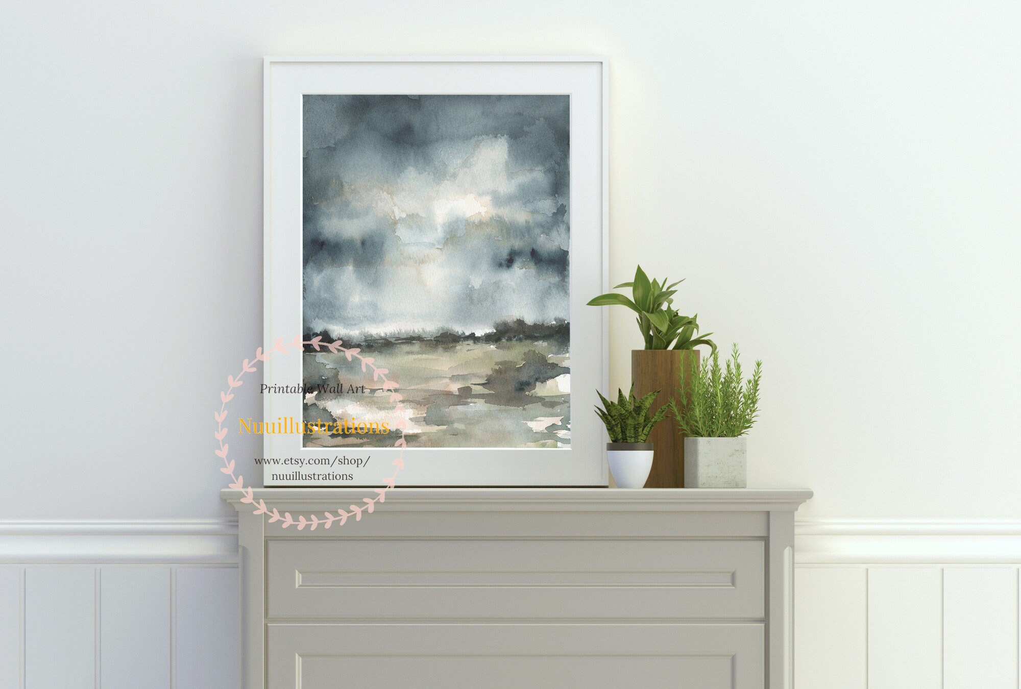 Dark Neutral Landscape Wall Art Printable Abstract Landscape Etsy