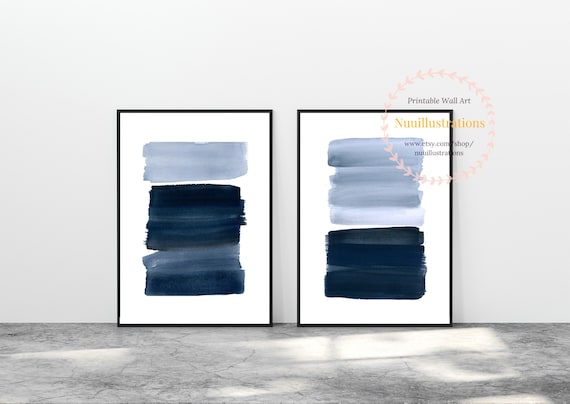 Abstract Blue Watercolor Print Printable Wall Art Set of 2 | Etsy