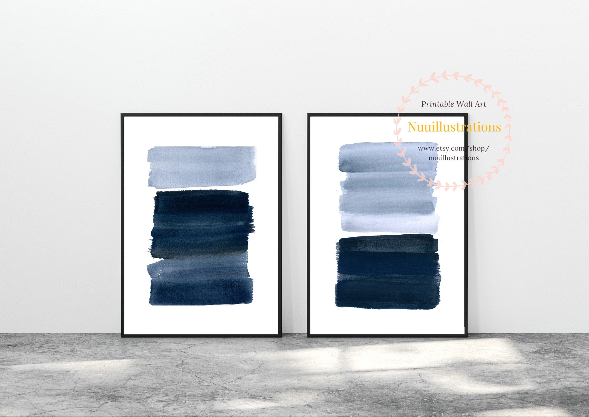 Abstract Blue Watercolor Print Printable Wall Art Set of 2 - Etsy