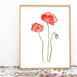 Poppy Flower Art Print Instant Download DIY Printable Floral Minimal ...