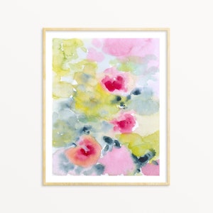 Flower Wall Art Printable instant Download DIY Print Abstract Floral Bedroom Decor Watercolor Painting Soft Colorful Pastel Pink and Blue #2