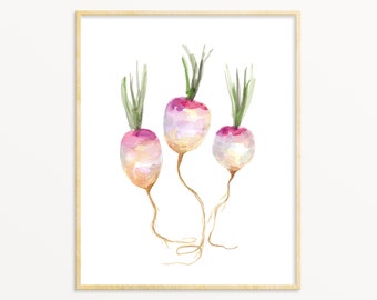 Vegetable Printable Wall Art Turnips instant Download DIY Print Kitchen Art Decor Watercolor Painting JPG Files