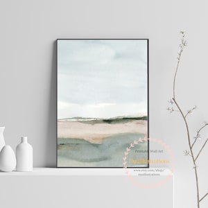 Watercolor Landscape Printable Wall Art Abstract Minimalist Landscape Download Print Watercolor Painting Neutral Land and Sky House Decor