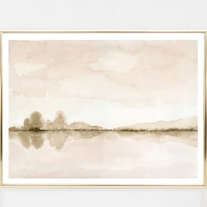 Neutral Landscape Print Minimal Abstract instant Download DIY Printable Wall Art Digital Watercolor Painting - Soft Sepia Landscape