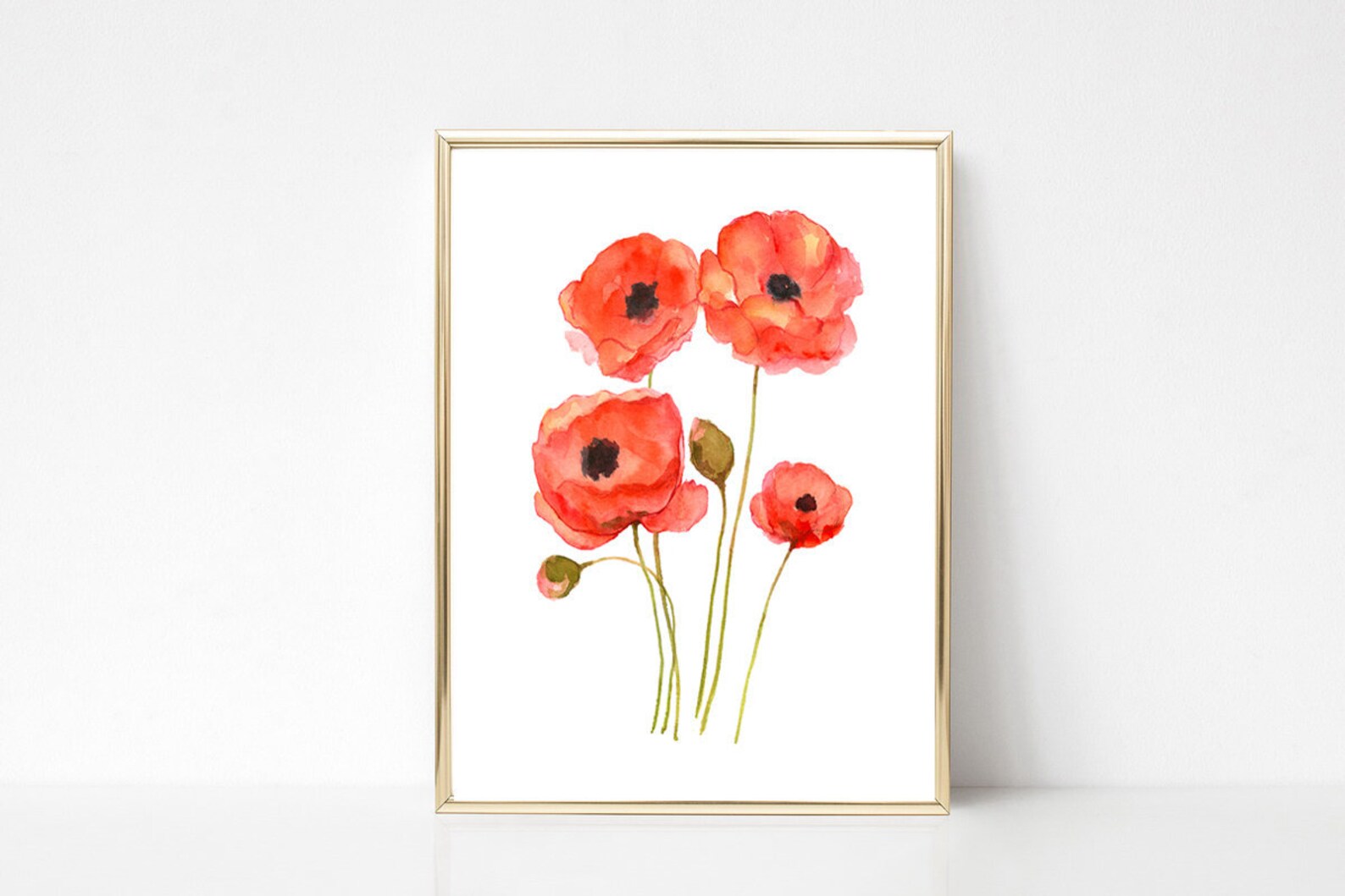 Poppy Flower Print Printable Wall Art Instant Download DIY - Etsy
