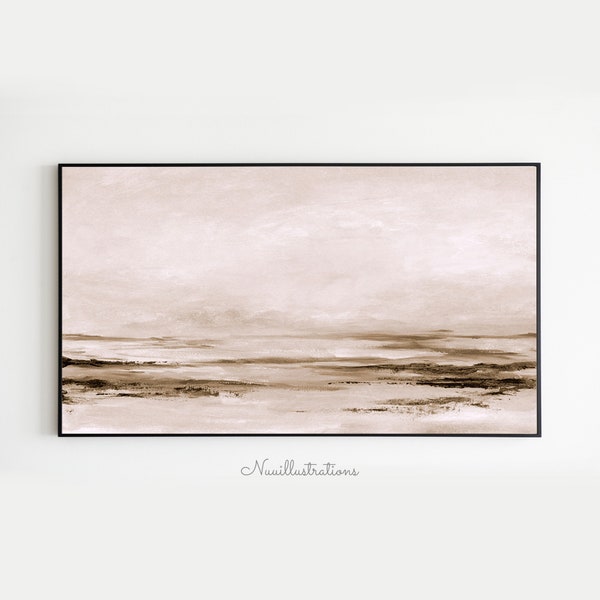 Frame TV Art Watercolor Landscape Sepia Brown Landscape Abstract Landscape instant Download Samsung TV Wall Art Print for TV or Monitor