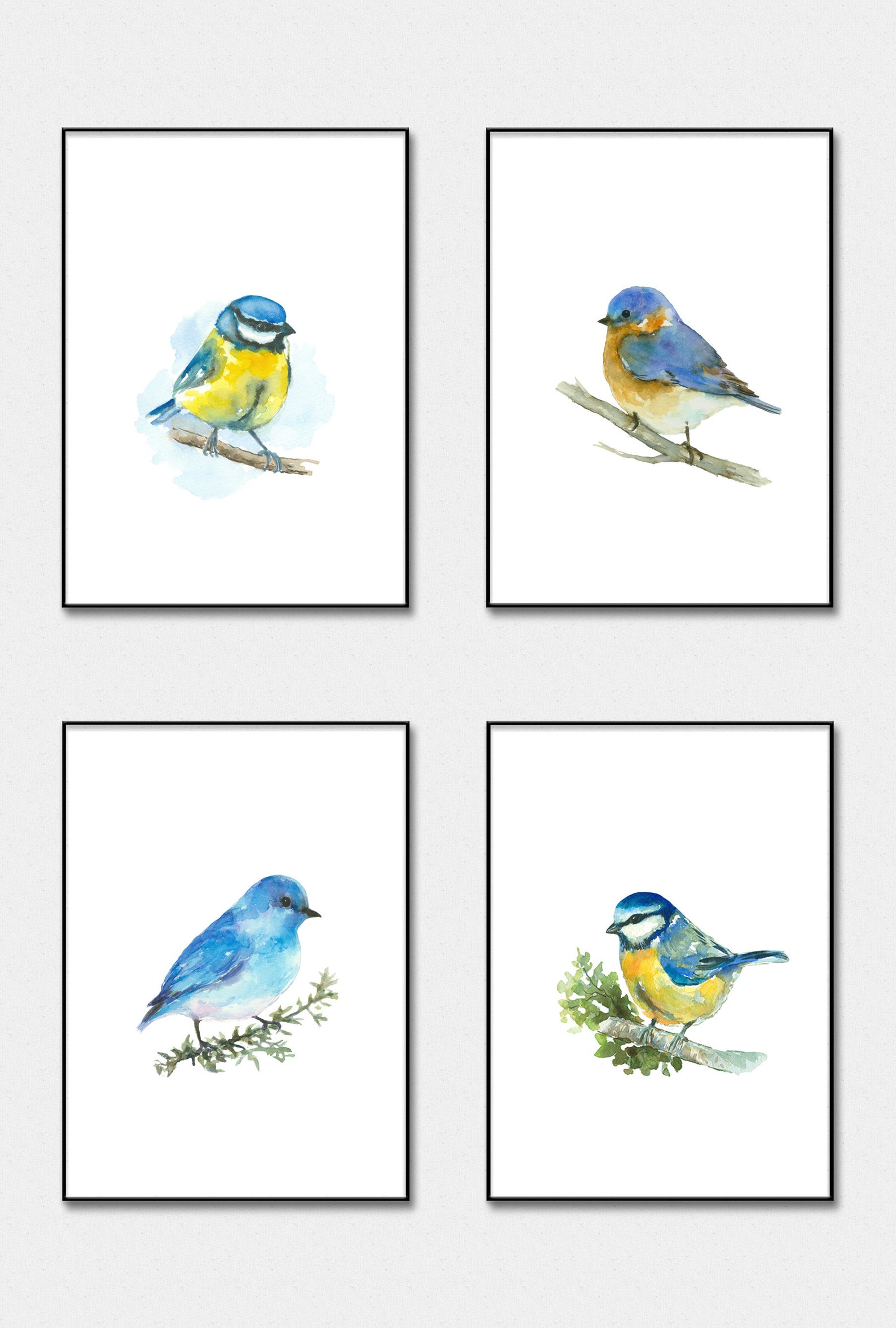 Blue Bird Art Printable Wall Art Set Instant Download Small - Etsy