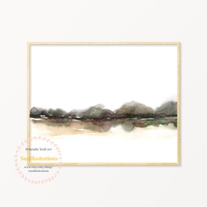 Neutral Brown Mountain Landscape Print Minimal Abstract instant Download DIY Printable Wall Art Digital Watercolor Painting - Brown Black