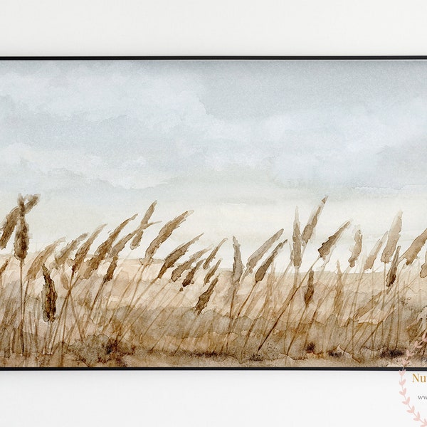 Grass Wild Flower Field Landscape Printable Wall Art Instant Download DIY Print Watercolor Farm House Country Boho Poster
