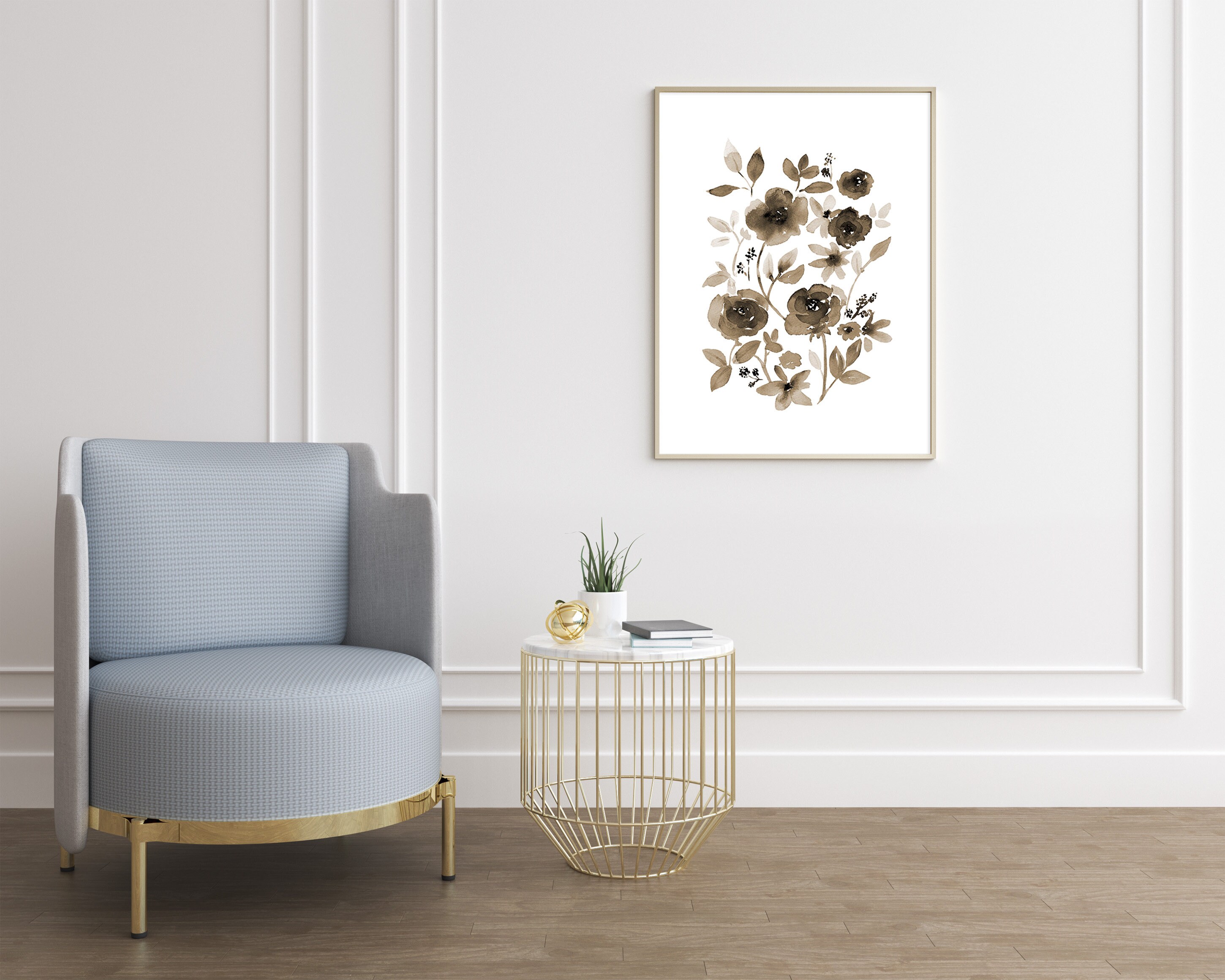 Neutral Flower Print Printable Wall Art Abstract Floral | Etsy