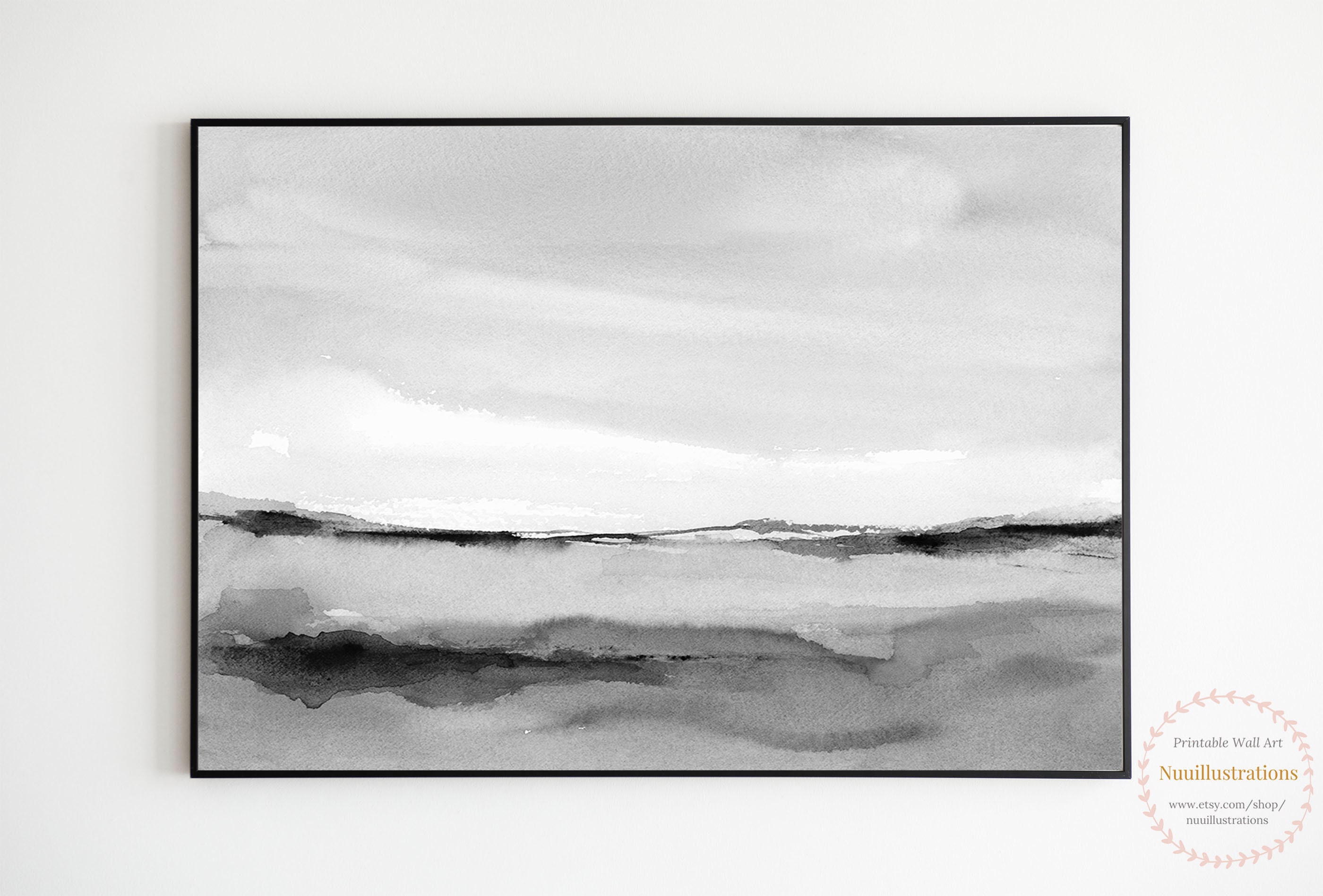 Black and White Landscape Printable Wall Art Abstract - Etsy