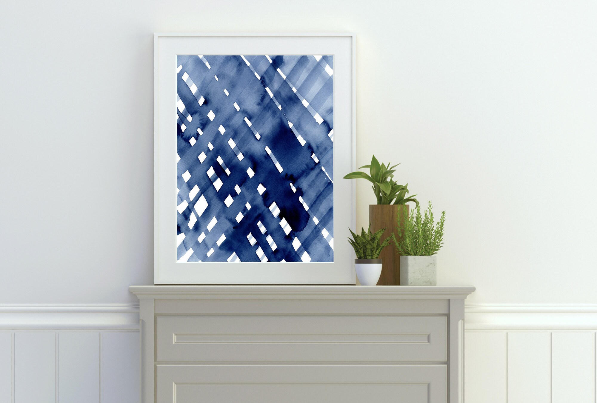 Abstract Blue Watercolor Wall Art DIY Print Indigo Navy Blue Etsy