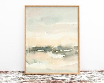 Neutral Peach Gray Digital Print Minimal Abstract Landscape instant Download DIY Printable Wall Art Watercolor Painting Pastel Home Decor