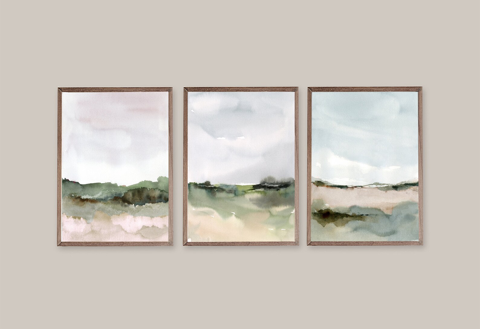 Neutral Landscape Print Abstract Watercolor Landscape Wall Art Etsy