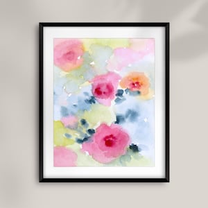 Flower Wall Art Printable instant Download DIY Print Abstract Floral Bedroom Decor Watercolor Painting Soft Colorful Pastel Pink and Blue #1