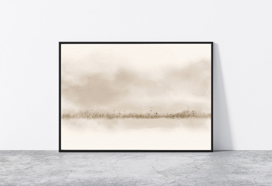 Soft Sepia Landscape Printable Wall Art Neutral Watercolor Etsy