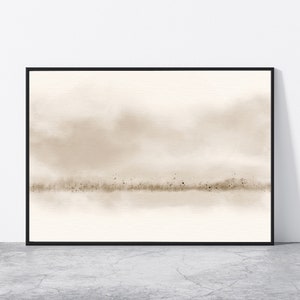 Soft Sepia Landscape Printable Wall Art Neutral Watercolor Landscape Print Minimal Abstract instant Download DIY Print Digital Painting