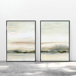 Neutral Abstract Landscape Print Watercolor Printable Wall Art Minimal Home Decor instant Download Print Digital File Gray Brown Set of 2